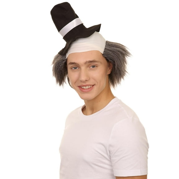 Horror Clown Men's Wig with Hat | Grey Ghost Wig