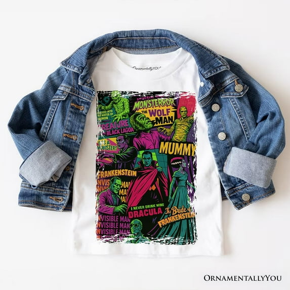 Horror Comic Classic Monsters T-Shirt, Vintage Scary Halloween Tee