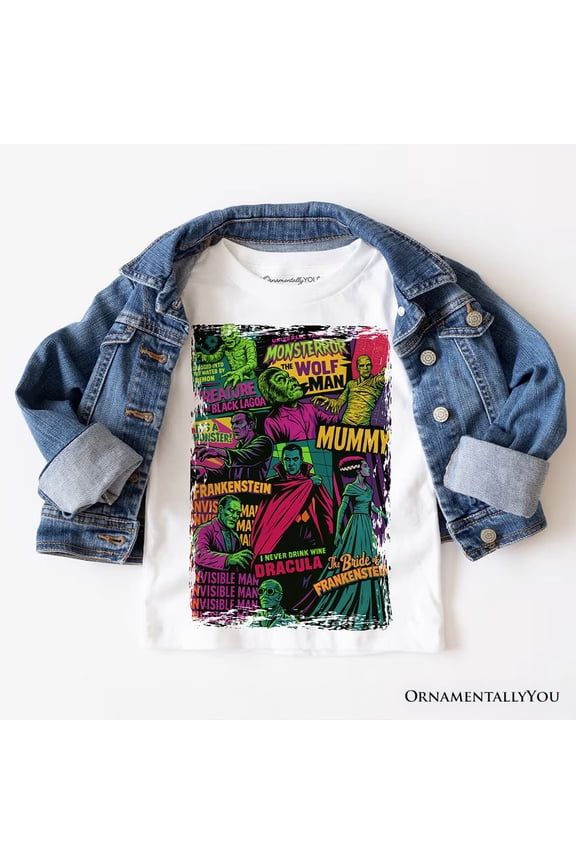 Horror Comic Classic Monsters T-Shirt, Vintage Scary Halloween Tee