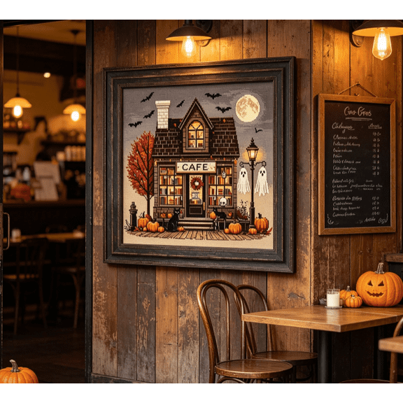 Horror Cross Stitch Stamped Kits for Adults Beginner - Halloween Embroidery Kits - 11 CT Needlepoint Patterns for Home Decor , Perfect Halloween Holiday Gift for Craft Lovers