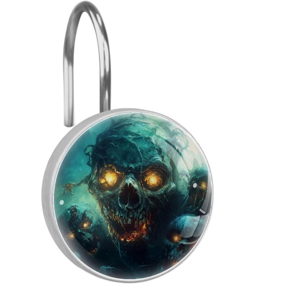 Horror Dead Skulls Shower Curtain Hooks Round Crystal Glass, Set of 12 Shower Curtain Rings - Shower Hooks for Curtain Shower Rings