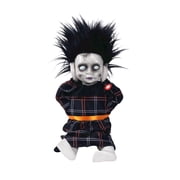 Horror Doll Animated Light Up Sound Activated Sitting Figure Spooky Haunted Student Doll for Halloween Party Haunted House Indoor Display Decoration