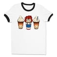 thumbnail image 1 of Horror Doll Coffee Ringer Tee Shirt Unisex Large White/Black, 1 of 5