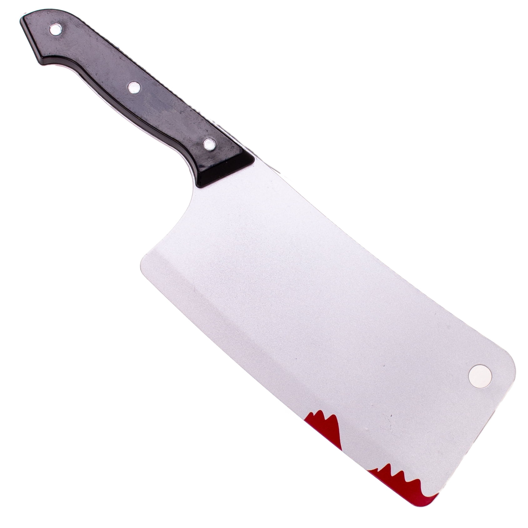 Horror Film Bloody Costume Weapon Meat Cleaver Prop, Black Silver Red