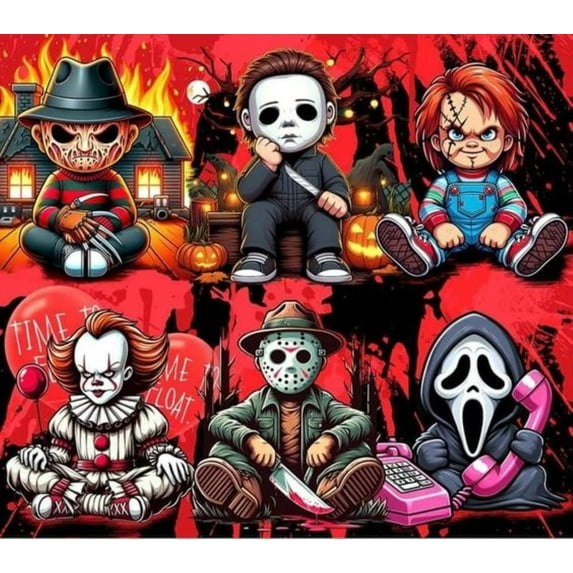 Horror Film Diamond Painting Kits for Adults 5D DIY Round Diamond Number Kits with Full Drill 12X16 Inch Halloween Diamond Embroidery Paintings Great for Home, Office, Wall Decor