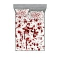 thumbnail image 1 of Horror Fitted Sheet & Pillow Sham Set, Splashes of Blood Grunge Style Bloodstain Horror Scary Zombie Halloween Themed Print, Decorative Printed 6 Piece Bedding Decor Set, Full, Red White, by Ambesonne, 1 of 3