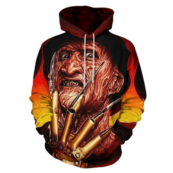 Horror Freddy Krueger Hoodie 3D Print Pullover Hooded Long Sleeve Sweatshirts Tops Blouse with Pocket for Mens Womens