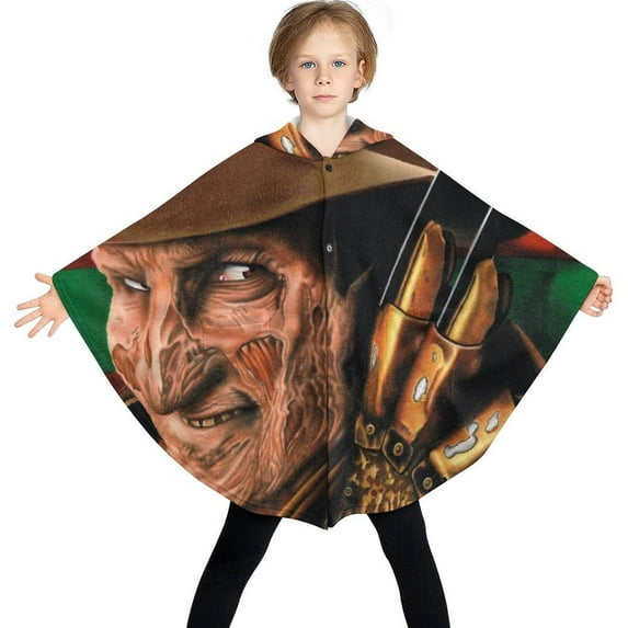 Horror Freddy Krueger Kids Flannel Wearable Blanket, Warm Shawl Blanket Comfy Poncho Soft Cozy Throw Blanket Hoodie for Boys Girls Birthday Gifts