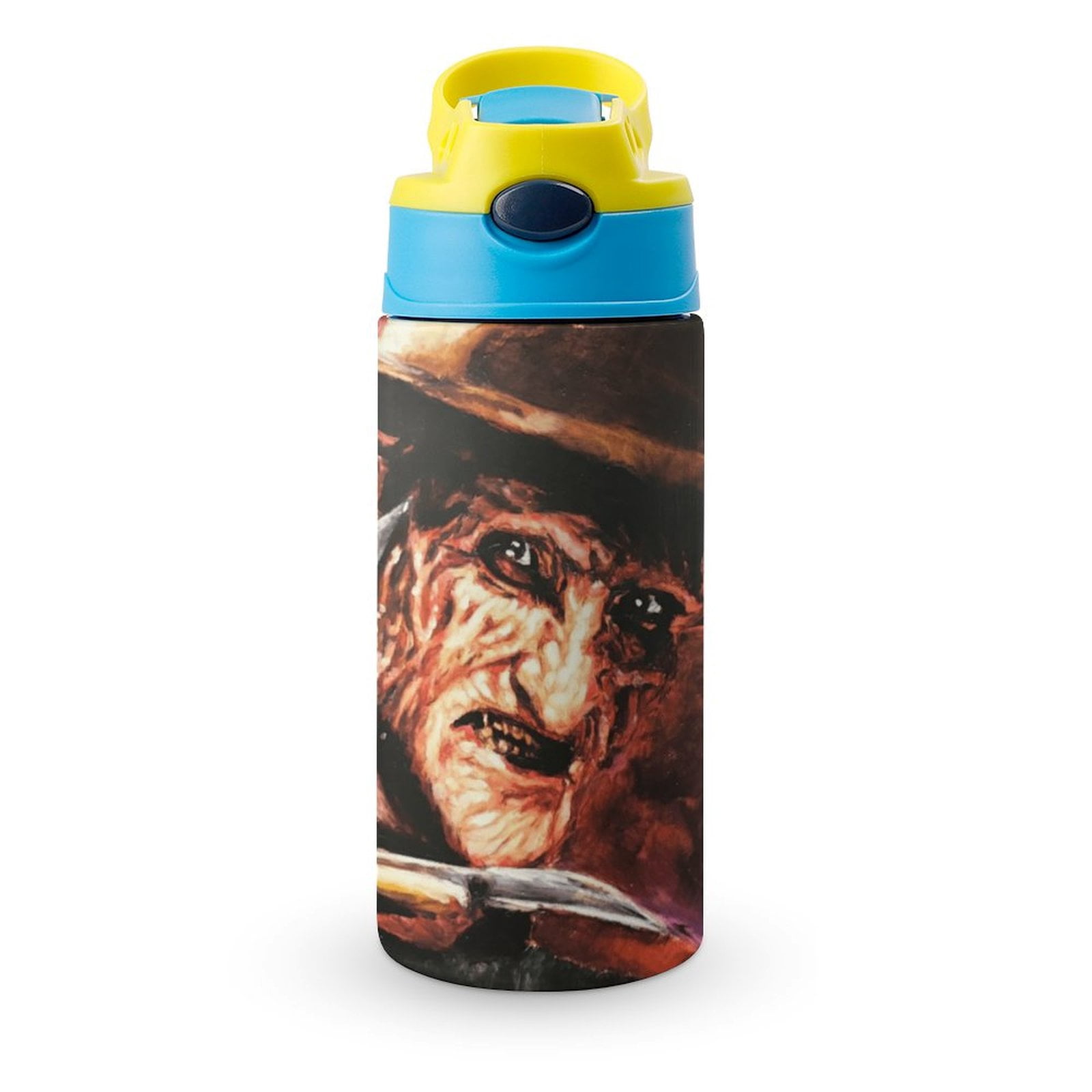 Horror Freddy Krueger Kids Water Bottle with Silicone Straw And Spill ...