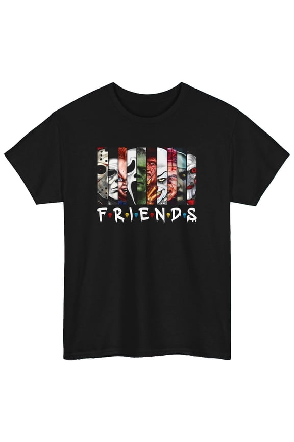 Horror Friends Collage T-Shirt S-5XL Scary Movie Characters Graphic Tee S - 5XL