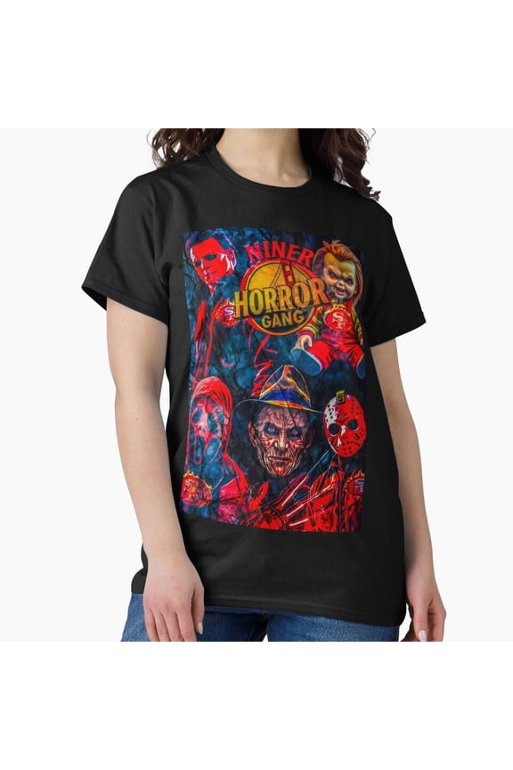 Horror Gang Slasher Villains Retro Squad Goals Graphic H18974 T-Shirt, for Men and Women, Up to Size 5XL