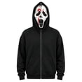 thumbnail image 1 of Horror Ghost Face Full Zip Hooded Sweatshirt, Novelty Masked Hood Activewear Apparel for Adults Halloween Cosplay, 1 of 5