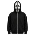 thumbnail image 1 of Horror Ghost Face Full Zip Hooded Sweatshirt, Novelty Masked Hood Activewear Apparel for Adults Halloween Cosplay, 1 of 5