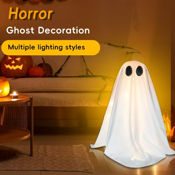 Horror Ghost LED Decoration | Indoor Fireplace Ornament | Sturdy Plastic Hemisphere Head | Soft LED Glow | Easy Assembly | Robust Base | Halloween Holiday Decor | 1 Piece