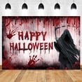 thumbnail image 1 of Horror Hallowe Backdrop Blood Zombie Skeleton Skull Grim Reaper Room Kids Family Party Portrait Photography Background r, 1 of 5