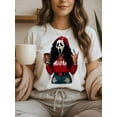 thumbnail image 1 of Horror Halloween, Mom Coffee, Horror Mom, Killer Mom, Halloween Women Fall Clothes, Nightmare Before Christmas Women Casual Round Neck Short Sleeve T-Shirt, 1 of 7