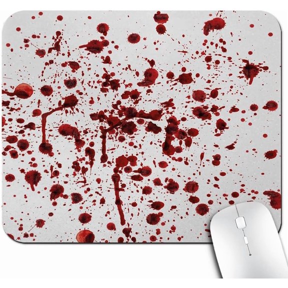 Horror Halloween Themed Print Mouse Pad, Splashes of Blood Grunge Style Bloodstain Horror Scary Zombie Mouse Pads