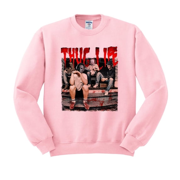 Horror Halloween Thug Life Sweatshirt Unisex Large Pink