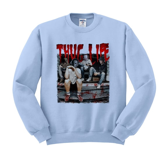 Horror Halloween Thug Life Sweatshirt Unisex Small Light Blue
