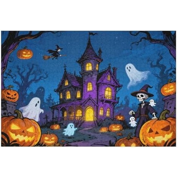 Horror Haunted House 500 Piece Jigsaw Puzzle for Adults, Halloween Theme with Spooky Print, 20.5x15 in Spooky Puzzle Pieces for Holiday Party Gifts & Home Decor