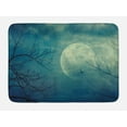thumbnail image 1 of Horror House Bath Mat, Halloween with Full Moon in Sky and Dead Tree Branches Evil Haunted Forest Print, Non-Slip Plush Mat Bathroom Kitchen Laundry Room Decor, 29.5 X 17.5 Inches, Blue, Ambesonne, 1 of 2
