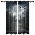 thumbnail image 1 of Horror House Curtains Moon Halloween Gothic Gate Living Room Decor Curtains Bedroom Window Drapes Curtains for Kitchen, 1 of 6