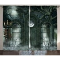 thumbnail image 1 of Horror House Curtains Moon Halloween Gothic Gate Living Room Decor Curtains Bedroom Window Drapes Curtains for Kitchen, 1 of 6