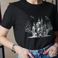 thumbnail image 1 of Horror House Dark Art Halloween Teacher T-Shirt, Spooky Gothic Haunted House Tee for Educators, Creepy October School Shirt for Women, 1 of 5