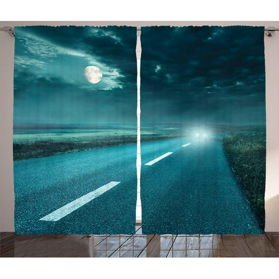 Ambesonne Horror House Curtains 2 Panel Set, Storm Cloud Hell, 108" x 84", Blue