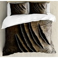 thumbnail image 1 of Horror House Duvet Cover Set, Wild Claws Sctrach Damage on Rusty Iron Background Sharp Beast Danger Theme Print, Decorative 3 Piece Bedding Set with 2 Pillow Shams, King Size, Brown, by Ambesonne, 1 of 3