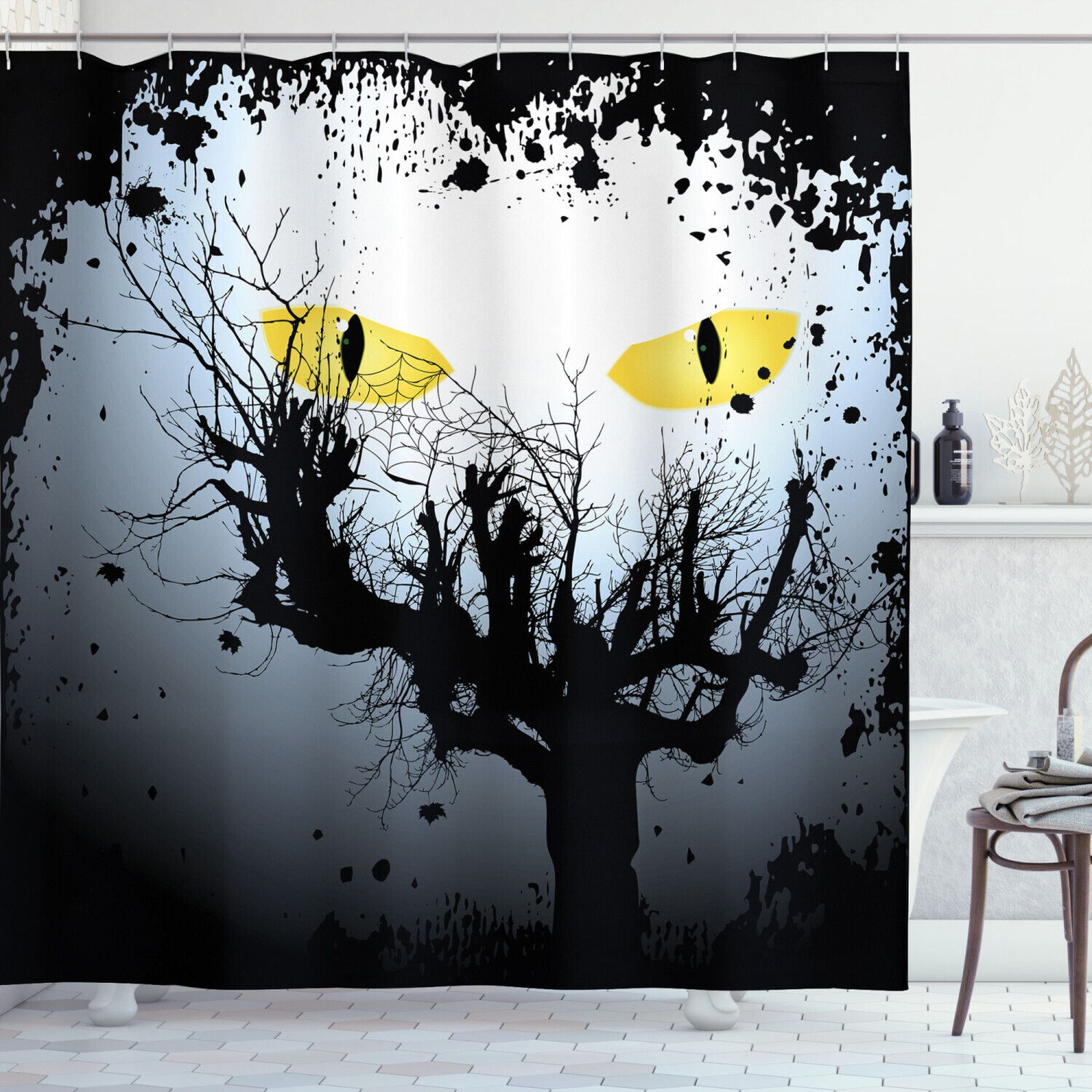 Horror House Shower Curtain Scary Hunt Eyes Print for Bathroom ...