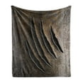 thumbnail image 1 of Horror House Soft Flannel Fleece Blanket, Wild Claws Sctrach Damage on Rusty Iron Background Sharp Beast Danger Theme Print, Cozy Plush for Indoor and Outdoor Use, 70" x 90", Brown, by Ambesonne, 1 of 6