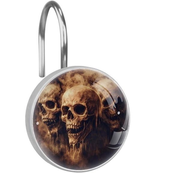 Horror Human Skulls Shower Curtain Hooks Round Crystal Glass, Set of 12 Shower Curtain Rings - Shower Hooks for Curtain Shower Rings