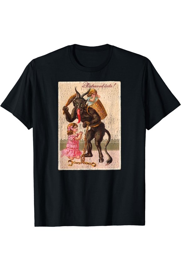 Horror Krampus Christmas Vintage Art Creepy Evil Santa Fun T-Shirt , Vintage T-Shirt