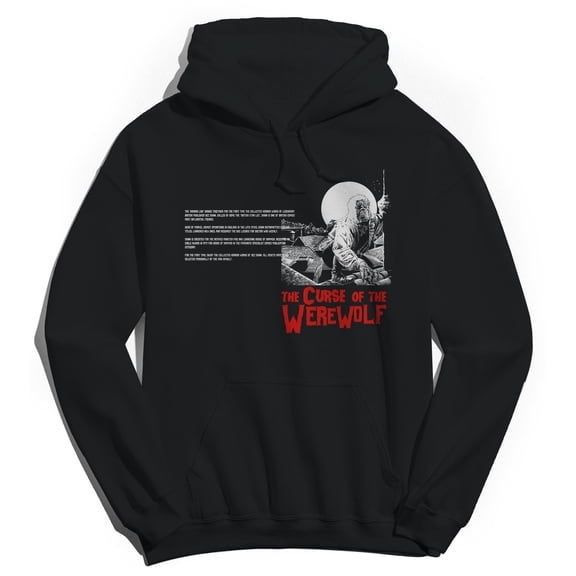 Horror Line The Curse of the Werewolf Graphic Black Men's Cotton Pullover Hoodie
