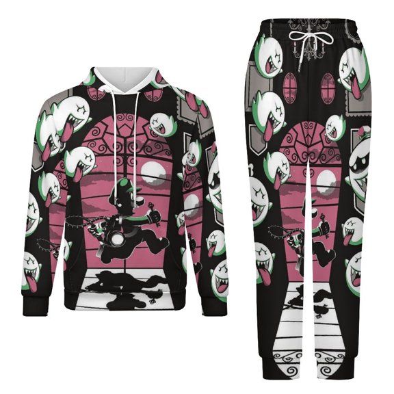 Horror Luigi's Mansion Adult Hoodies And Sweatpants Set Sweatshirts Jogger Pants 2 Pcs Hooded Hoody Tracksuits Set Suit Winter Daily Unisex Sweatsuit