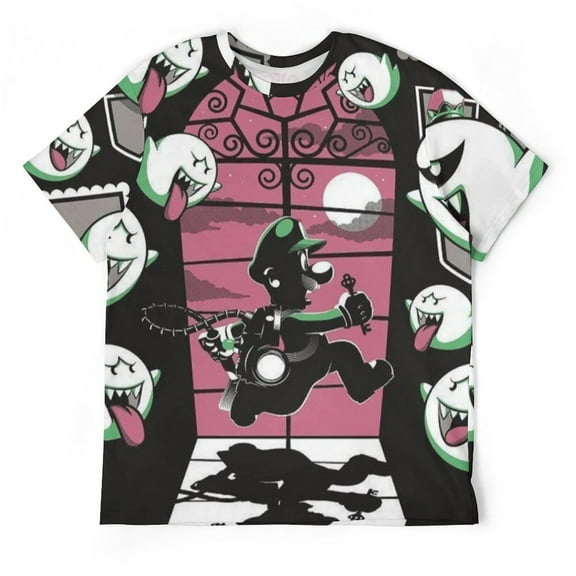 Horror Luigi's Mansion Unisex Short-sleeve Shirt For Men Women Novelty 3D Print T-Shirt Soft Comfortable Tee Shirts