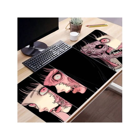 Horror Manga Transformation Large Desk Mouse Pad (2.95x1.31ft/90x40cm) - Non-Slip Smooth Surface Mat for Gaming, Office, Home Workspaces
