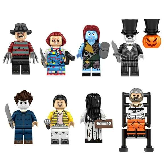 Horror Minifigure Building Block, Ghostface Jason Chucky Horror Action Figure Building Halloween Educational Toys Collection Gift Holiday 8PCS Set C