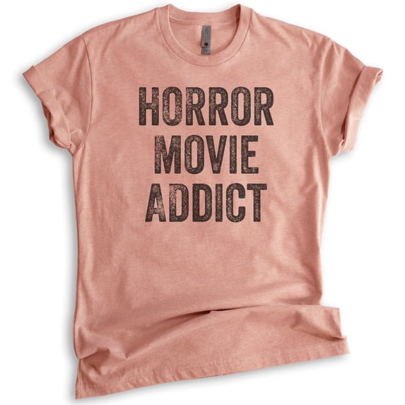 Horror Movie Addict T-shirt, Unisex Women's Men's Shirt, Horror Movie T-shirt, Heather Sunset, 3X-Large