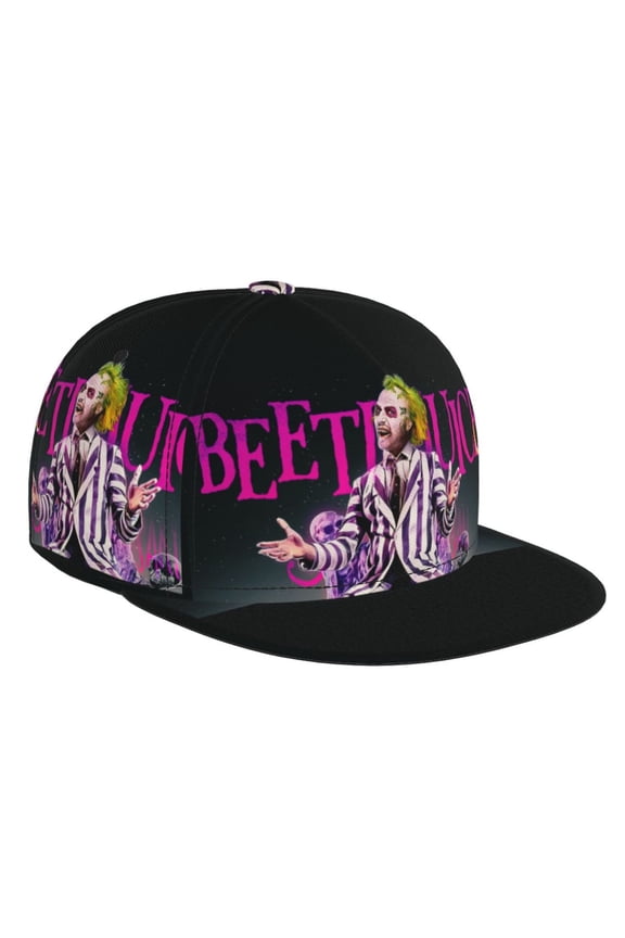 Horror Movie Beetlejuice Baseball Cap For Men, Women & Kids, Classic Flat Brim Hat Hip Hop Trucker Hat Adjustable Snapback Hat