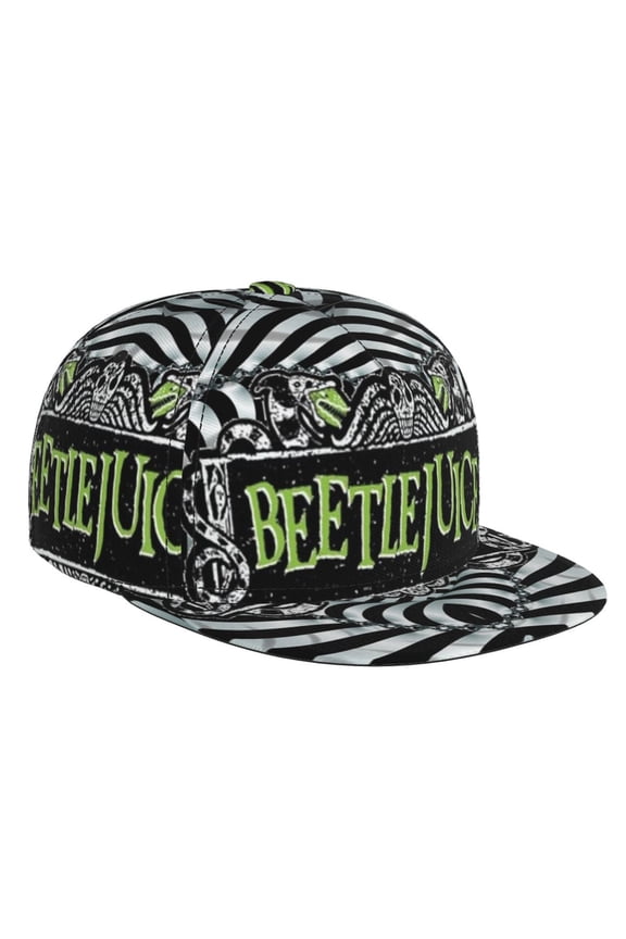 Horror Movie Beetlejuice Baseball Cap For Men, Women & Kids, Classic Flat Brim Hat Hip Hop Trucker Hat Adjustable Snapback Hat
