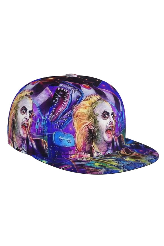 Horror Movie Beetlejuice Baseball Cap For Men, Women & Kids, Classic Flat Brim Hat Hip Hop Trucker Hat Adjustable Snapback Hat