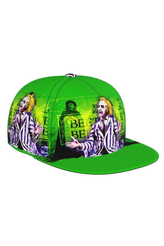 Horror Movie Beetlejuice Baseball Cap For Men, Women & Kids, Classic Flat Brim Hat Hip Hop Trucker Hat Adjustable Snapback Hat