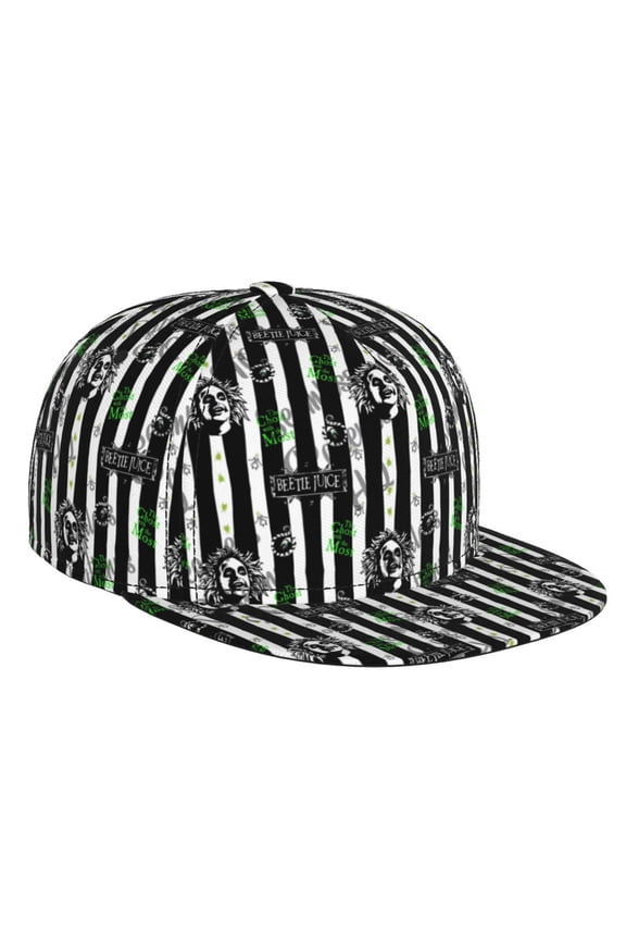 Horror Movie Beetlejuice Baseball Cap For Men, Women & Kids, Classic Flat Brim Hat Hip Hop Trucker Hat Adjustable Snapback Hat