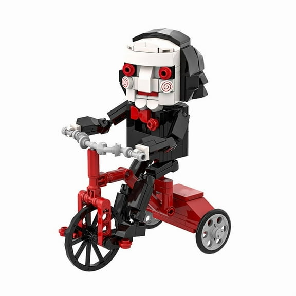Horror Movie Character Puppet Billy on a Bicycle Building Toys, Funny Halloween Decorations Collectibles, Homes Parties Building Blocks, Must-Have for Halloween Perfect Gift for Boys & Girls