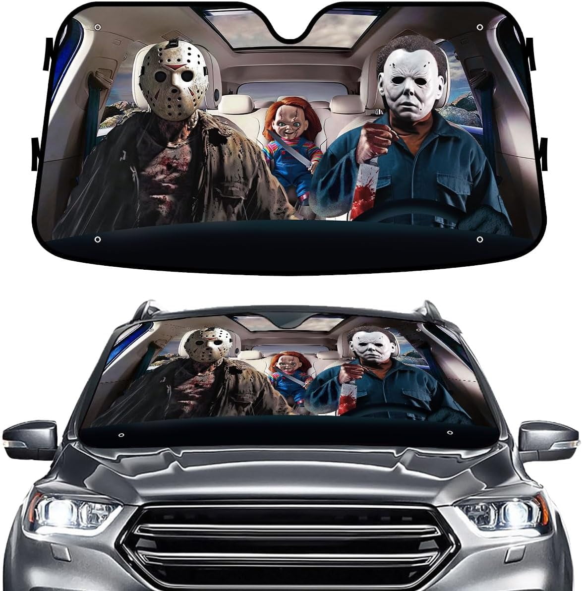 GENANY Sugar Skull Woman Windshield Sun Shade For Car SUV Truck  55x30 Inches Sun Shade Windshield Shades Front Windows Sunshade Car Windshield Protector