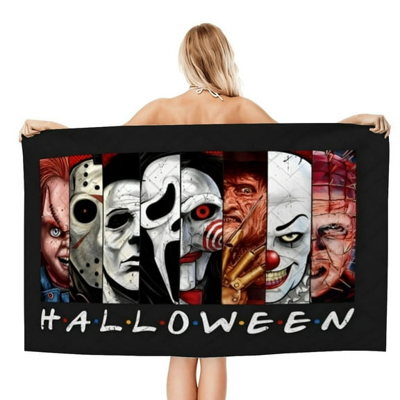 Horror Movie Characters Gifts Beach Towel for Women Girl Birthday Inspired Fan Bath Outdoor Music Lover