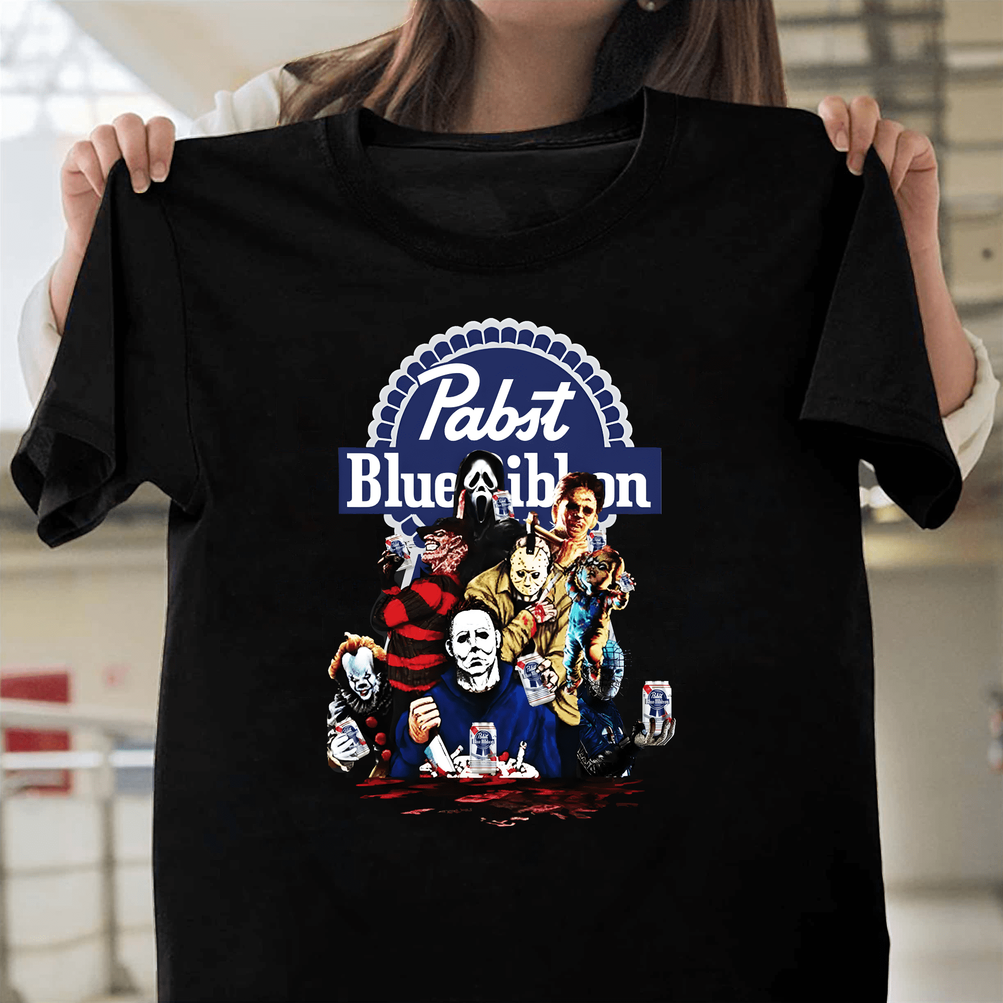 Horror Movie Characters Pabst Blue Ribbon Beer Parody Halloween Party ...