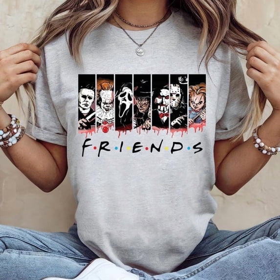 Horror Movie Characters Shirt Spooky Season Scary Tees, Men'S And Women'S Graphic Tee Sizes S-5Xl GooGate